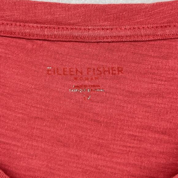EILEEN FISHER Top 1X Slub Organic Cotton Jersey V-Neck Short Sleeve Red - Picture 5 of 12